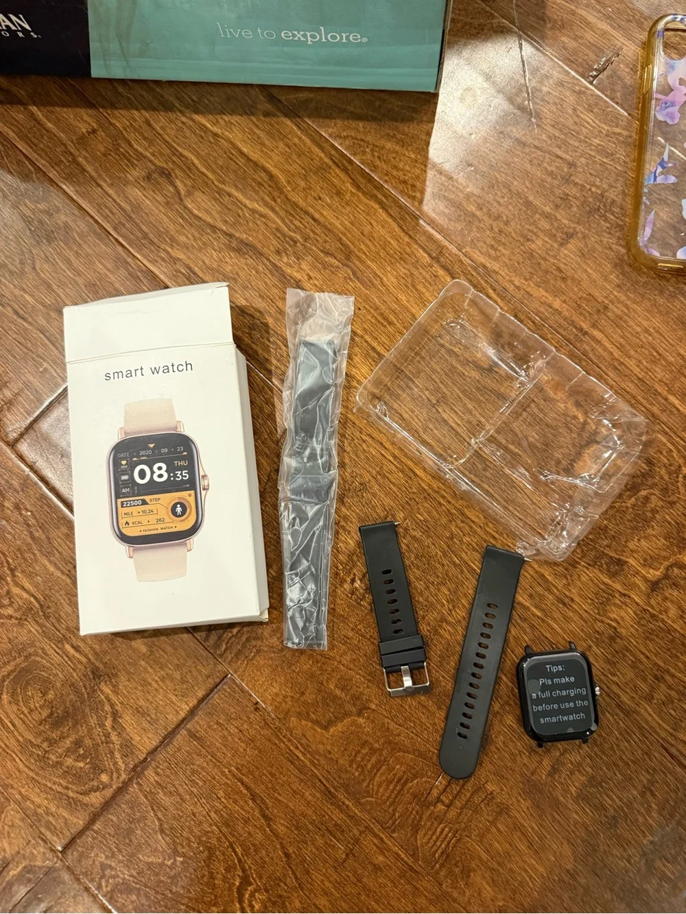 Smart Watch with Black Silicone Band - Black